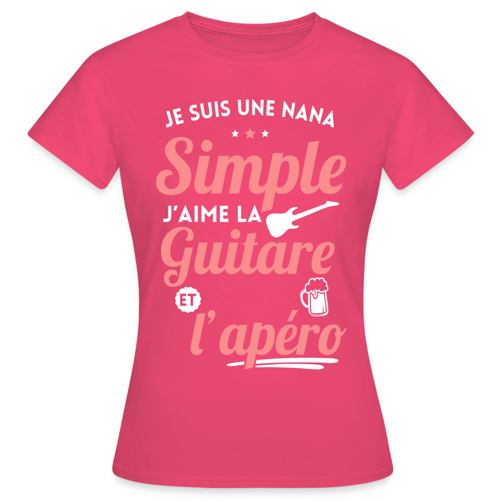 T-shirt Femme - J'aime la guitare et l'apéro - rose azalée