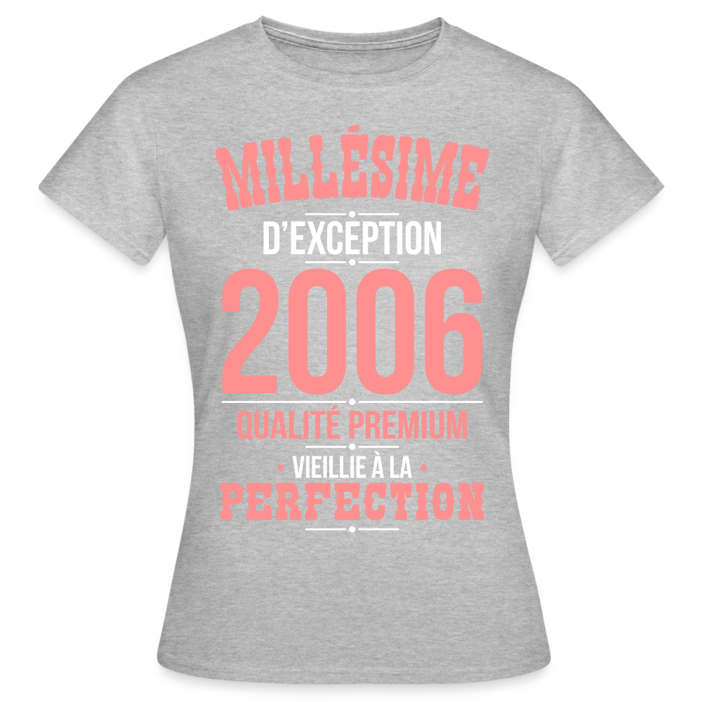 T-shirt Femme - Anniversaire 19 Ans - Millésime 2006 - gris chiné