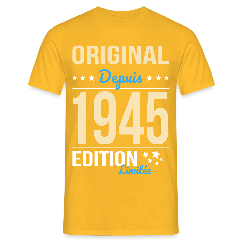 T-shirt Homme - Anniversaire 80 Ans - Original depuis 1945 - jaune