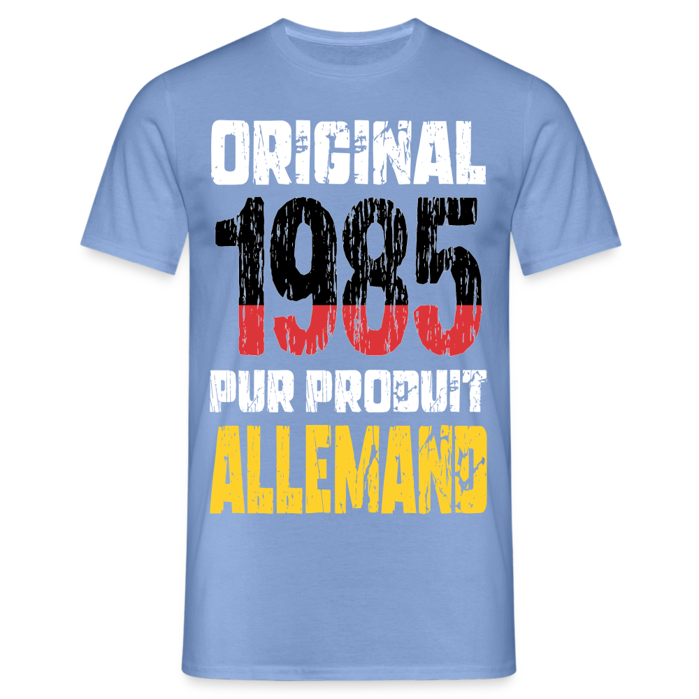 T-shirt Homme - Anniversaire 40 Ans - Original 1985 - Pur produit Allemand - carolina blue