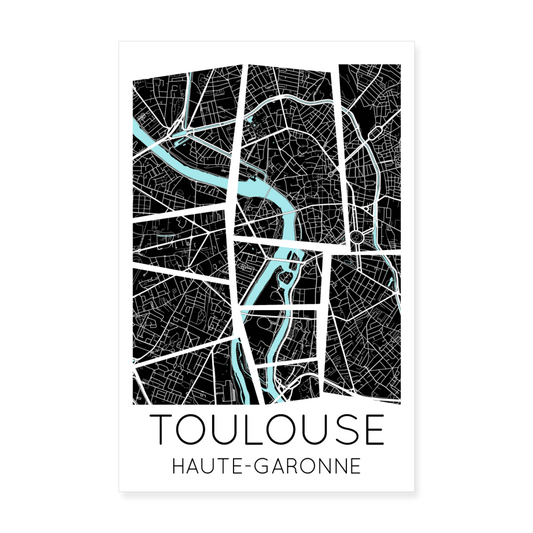 Poster Toulouse - Plan Toulouse - 20 x 30 cm - blanc