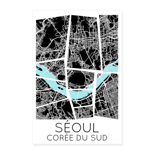 Poster Séoul - Plan Séoul - 40 x 60 cm - blanc