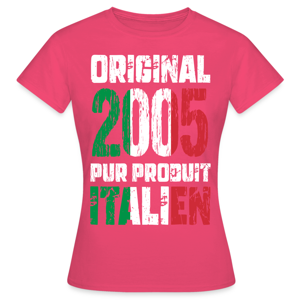 T-shirt Femme - Anniversaire 20 Ans - Original 2005 - Pur produit Italien - rose azalée