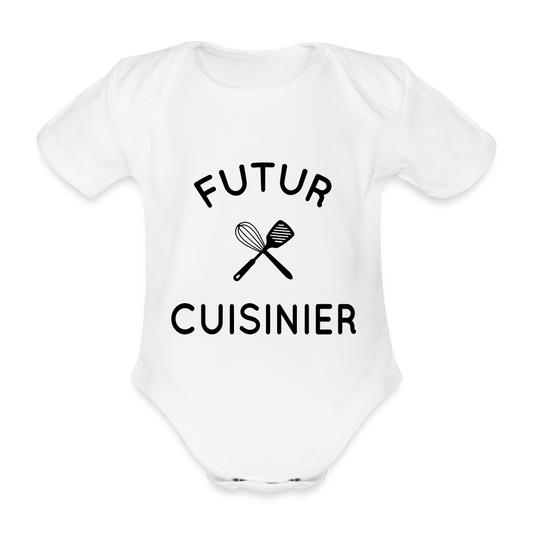 Body Bébé bio manches courtes - Futur cuisinier - blanc