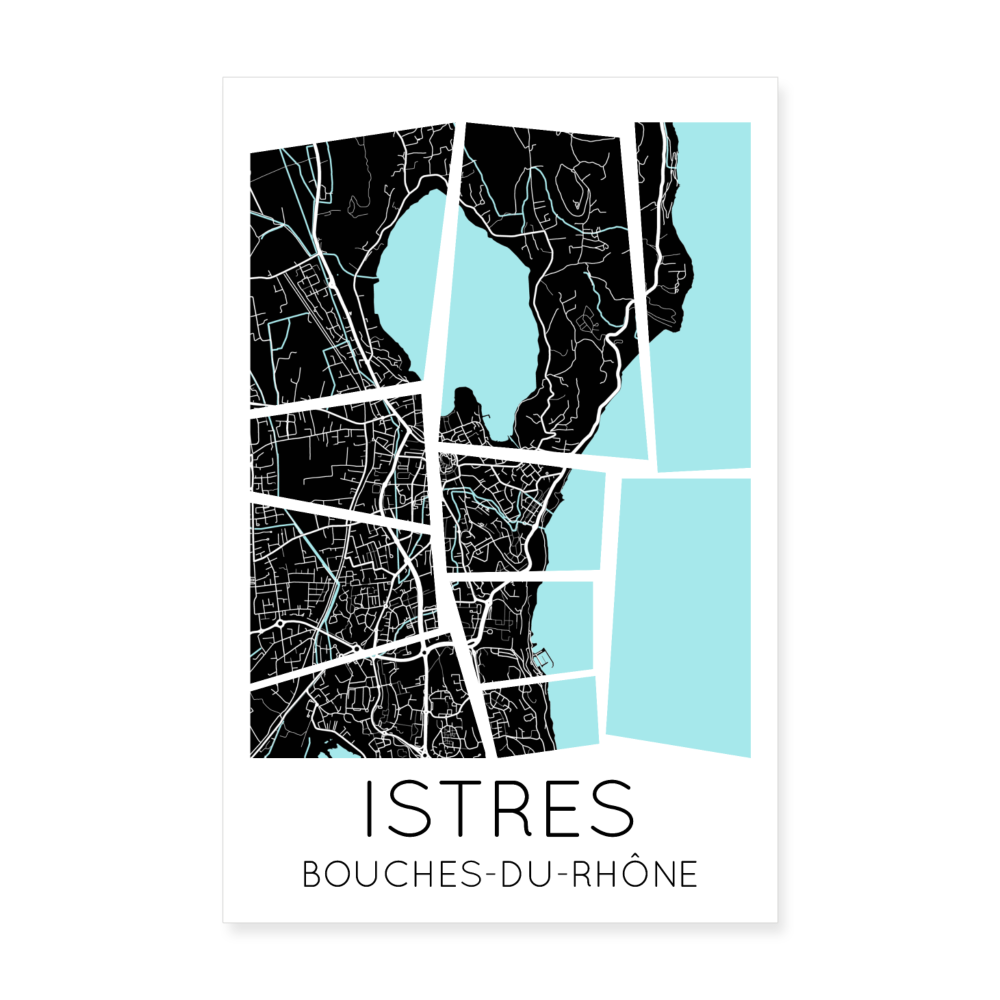 Poster Istres - Plan Istres - 20 x 30 cm - blanc