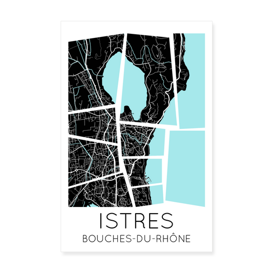 Poster Istres - Plan Istres - 20 x 30 cm - blanc