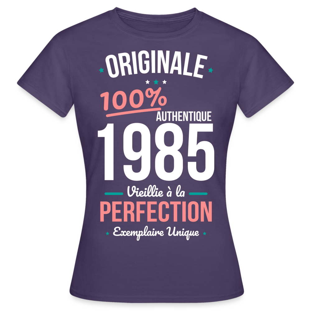 T-shirt Femme - Anniversaire 40 Ans - Originale 1985 - violet foncé