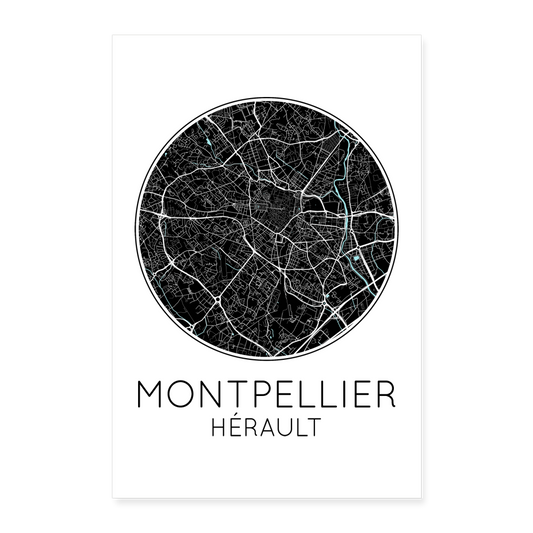 Poster Montpellier - Plan Montpellier - 60 x 90 cm - blanc