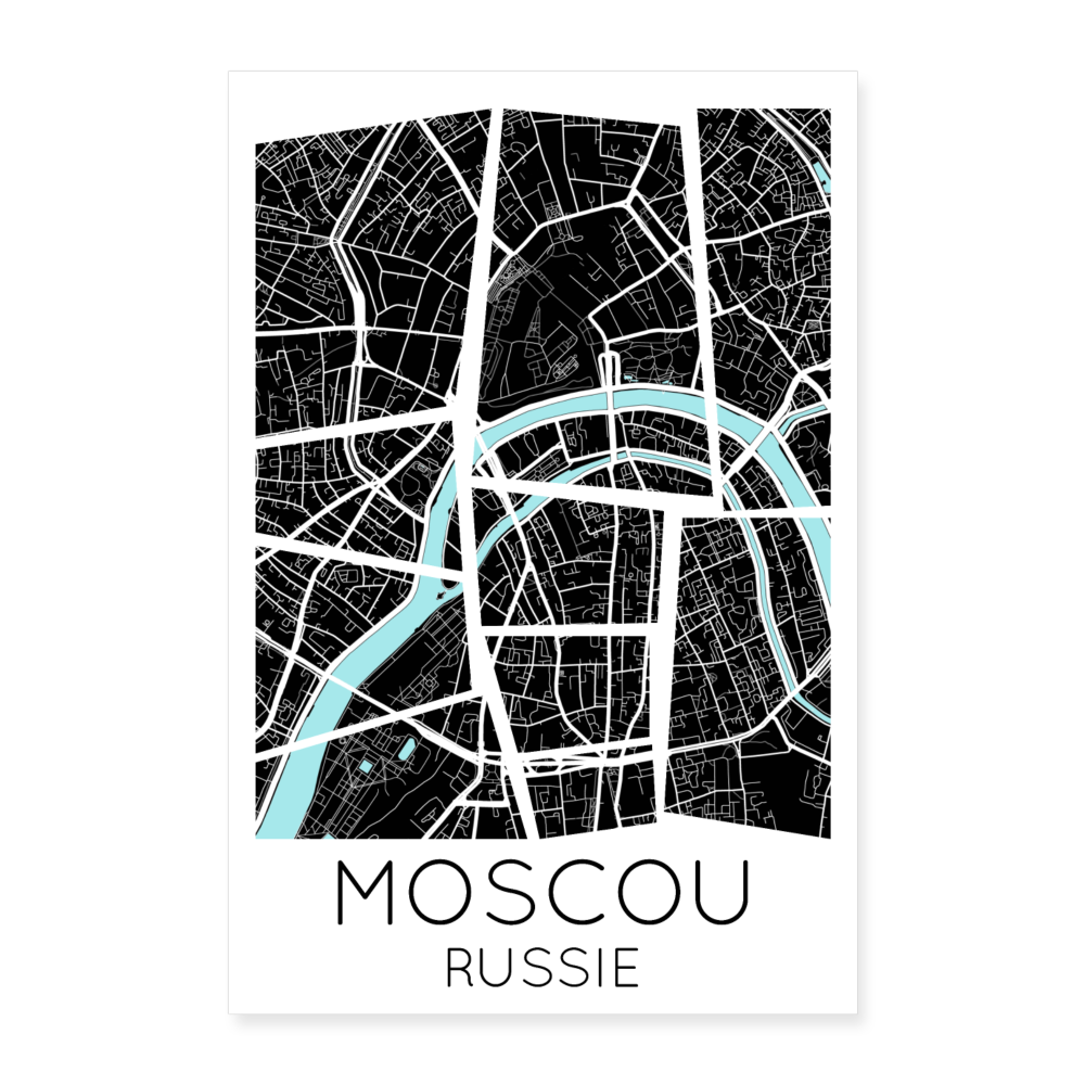 Poster Moscou - Plan Moscou - 40 x 60 cm - blanc