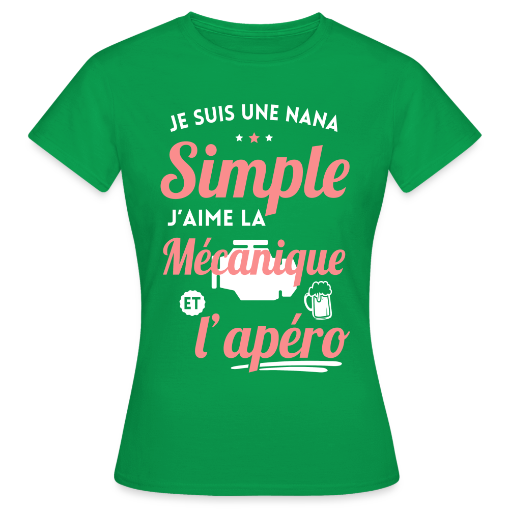 T-shirt Femme - J'aime la mécanique et l'apéro - vert