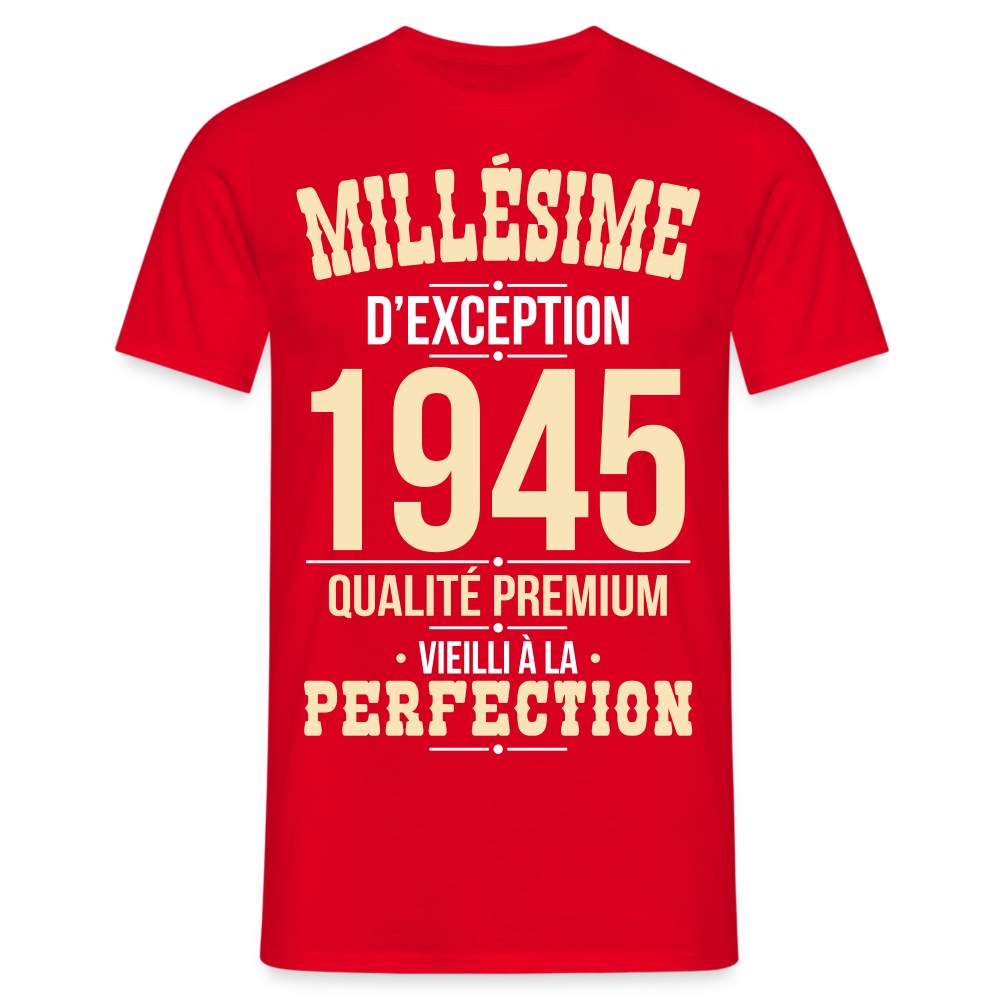 T-shirt Homme - Anniversaire 80 Ans - Millésime 1945 - rouge