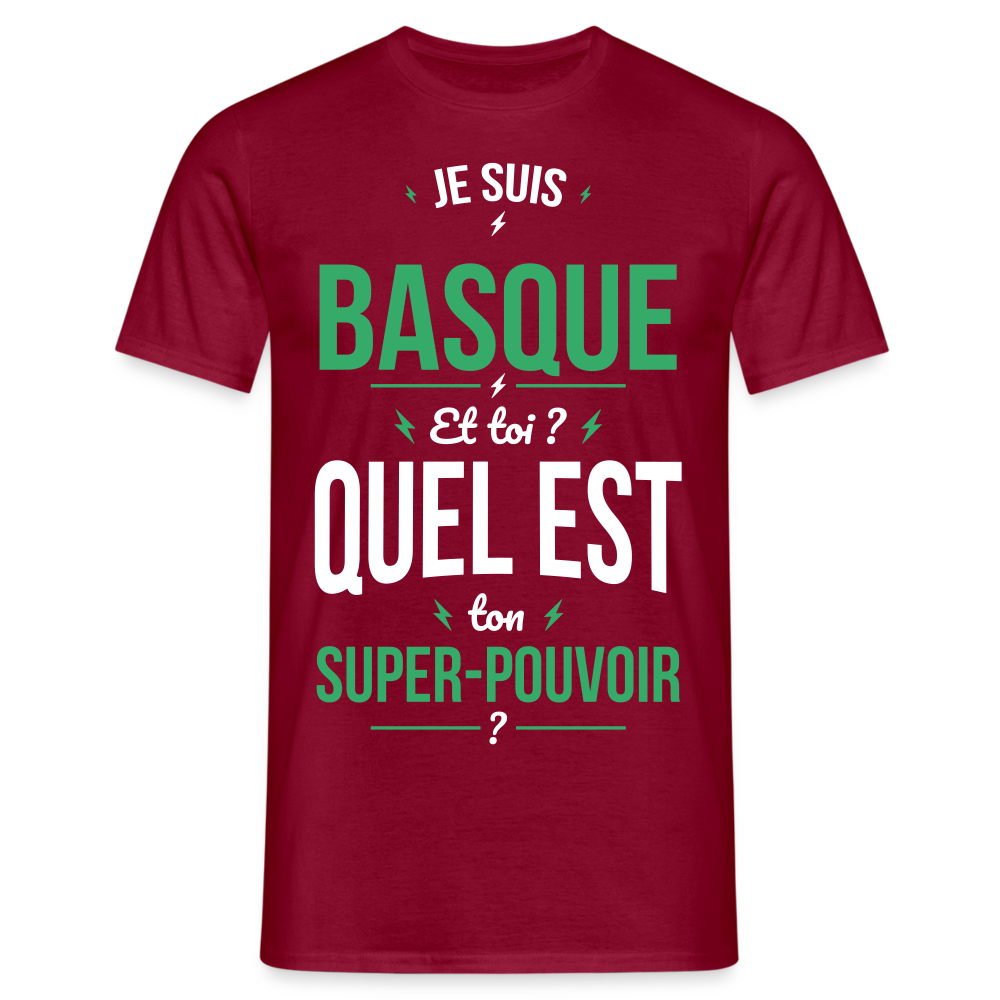 T-shirt Homme - Je suis Basque - Super-pouvoir - rouge brique