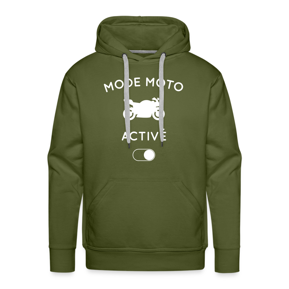 Sweat à capuche Premium Homme - Mode moto activé - vert olive