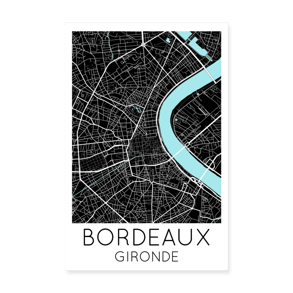 Poster Bordeaux - Plan Bordeaux - 20 x 30 cm - blanc