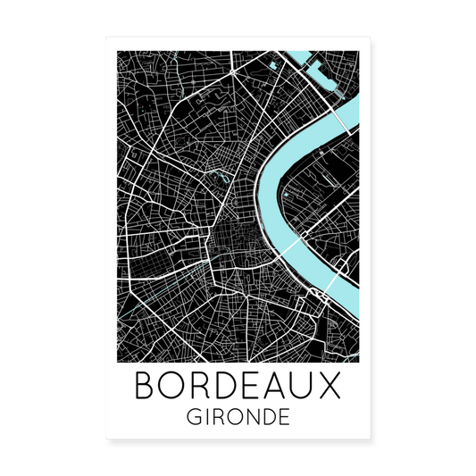 Poster Bordeaux - Plan Bordeaux - 20 x 30 cm - blanc