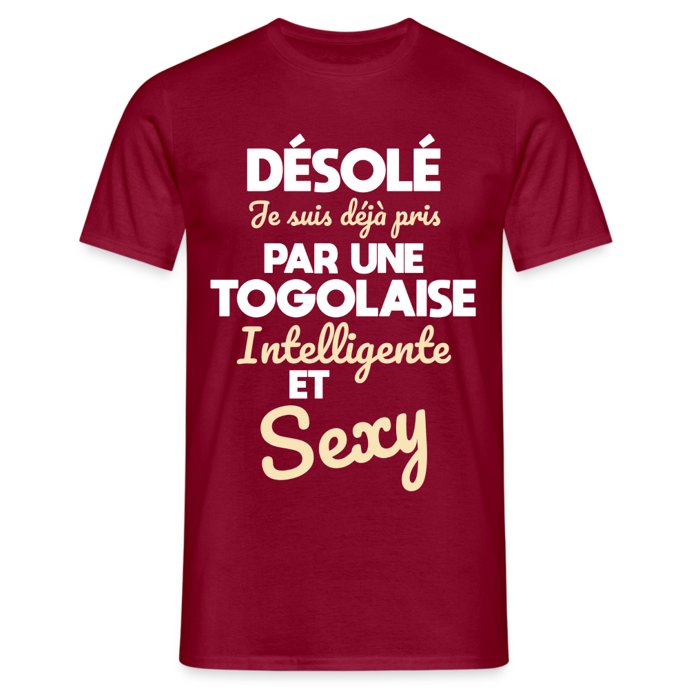 T-shirt Homme -  Je suis déjà pris par une Togolaise intelligente et sexy - rouge brique