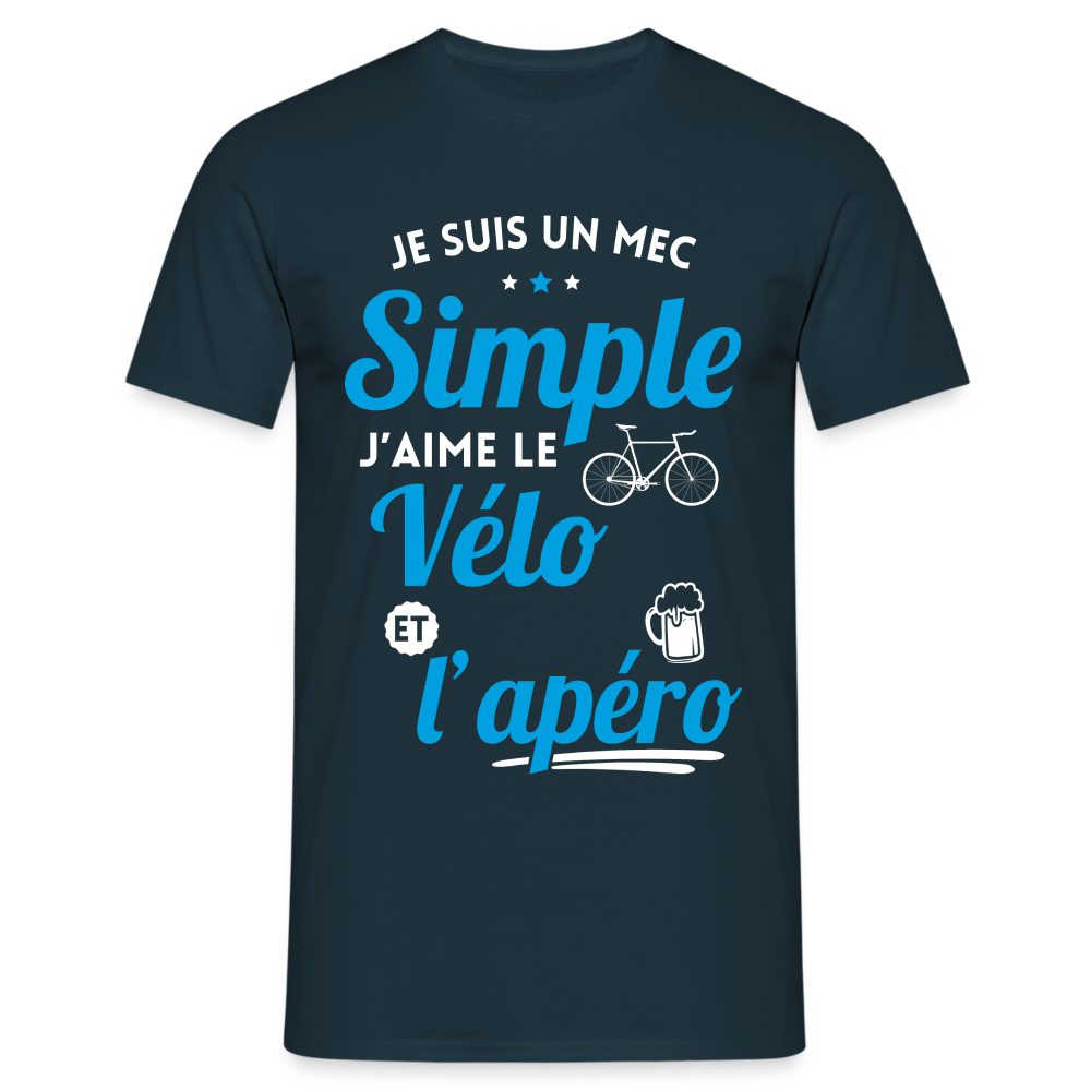 T-shirt Homme -  J'aime le vélo et l'apéro - marine