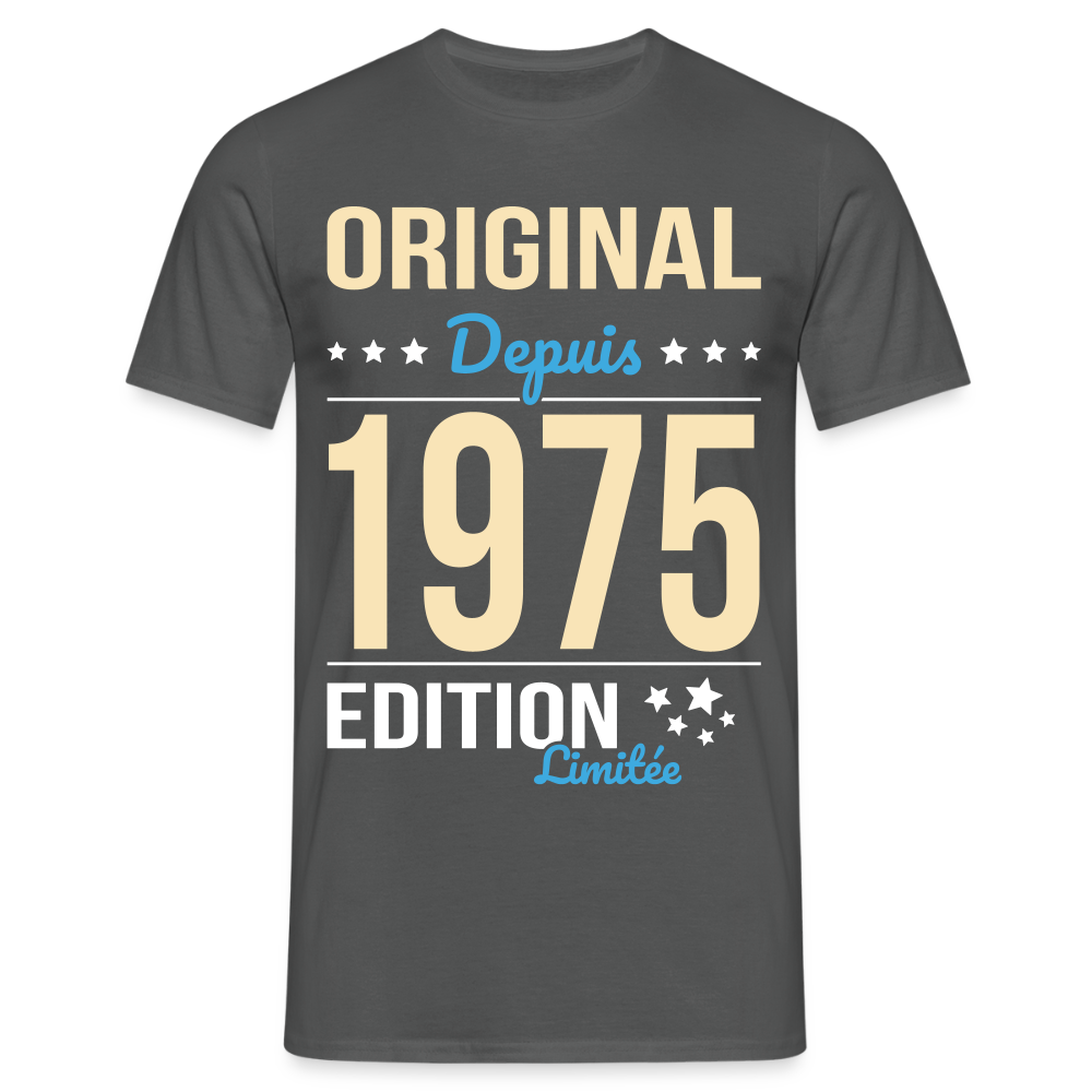 T-shirt Homme - Anniversaire 50 Ans - Original depuis 1975 - charbon