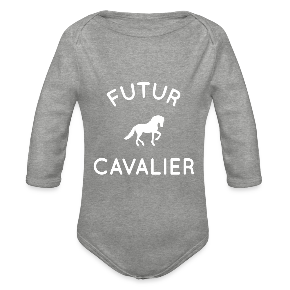 Body Bébé bio manches longues - Futur cavalier - gris chiné