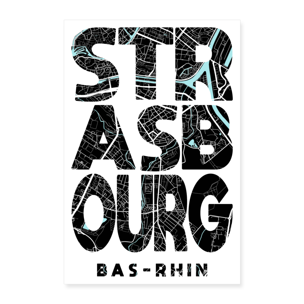 Poster Strasbourg - Plan Strasbourg - 60 x 90 cm - blanc