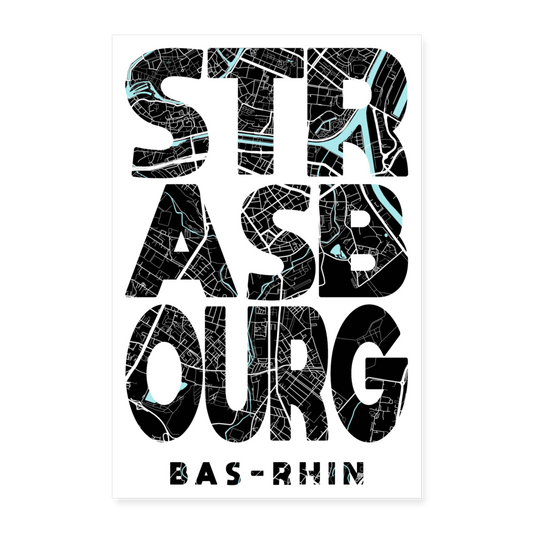 Poster Strasbourg - Plan Strasbourg - 60 x 90 cm - blanc