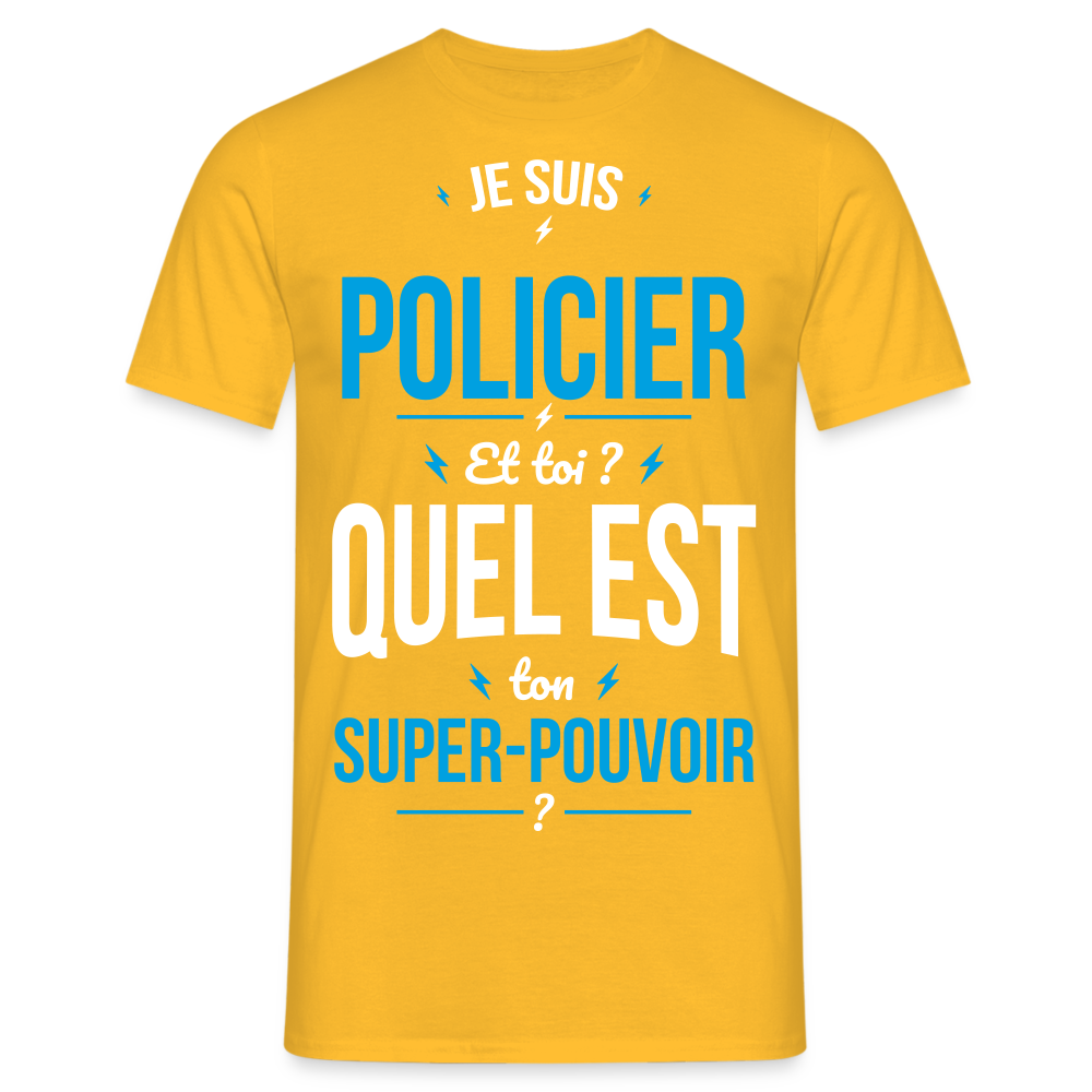 T-shirt Homme - Je suis policier - Super-pouvoir - jaune