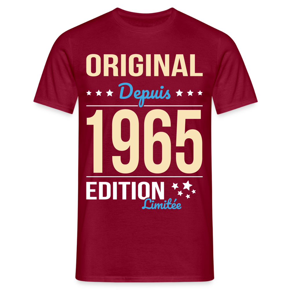 T-shirt Homme - Anniversaire 60 Ans - Original depuis 1965 - rouge brique