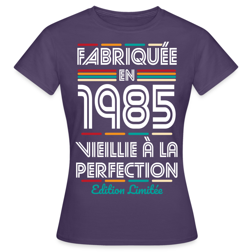 T-shirt Femme - Anniversaire 40 Ans - Fabriquée en 1985 - violet foncé