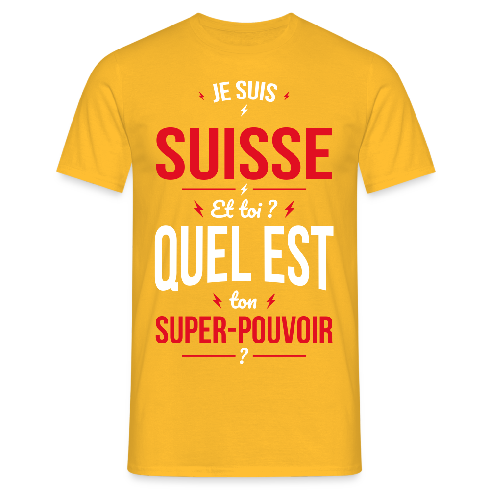 T-shirt Homme - Je suis Suisse - Super-pouvoir - jaune