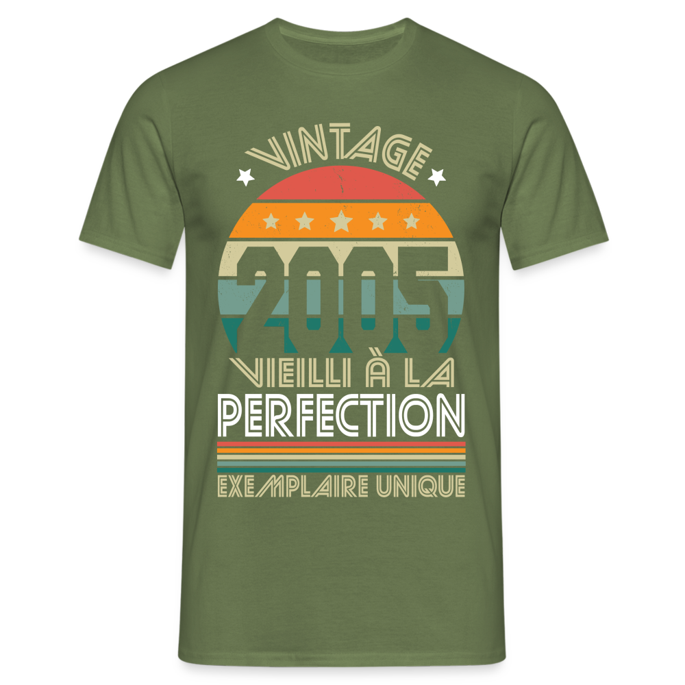 T-shirt Homme - Anniversaire 20 Ans - Vintage 2005 - vert militaire