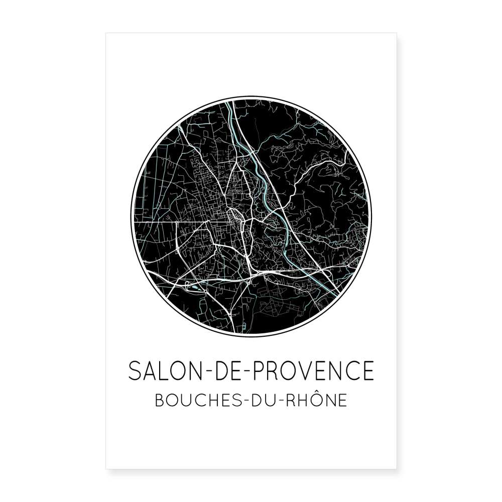 Poster Salon-de-Provence - Plan Salon-de-Provence - 60 x 90 cm - blanc