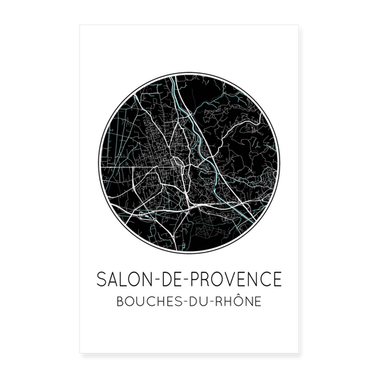 Poster Salon-de-Provence - Plan Salon-de-Provence - 60 x 90 cm - blanc