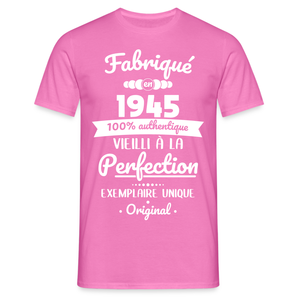 T-shirt Homme - Anniversaire 80 Ans - Fabriqué en 1945 - rose