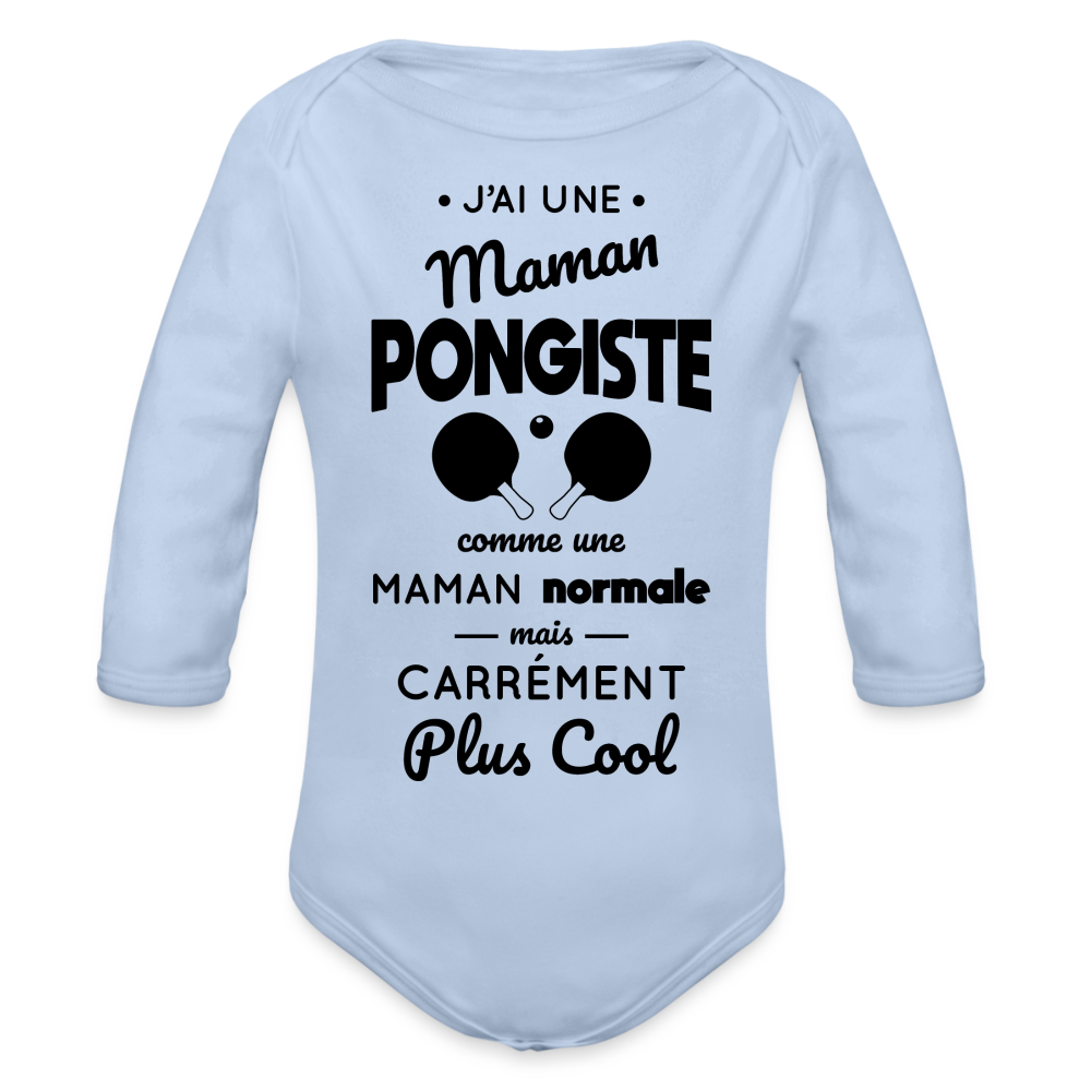 Body Bébé bio manches longues - J'ai une maman pongiste - ciel