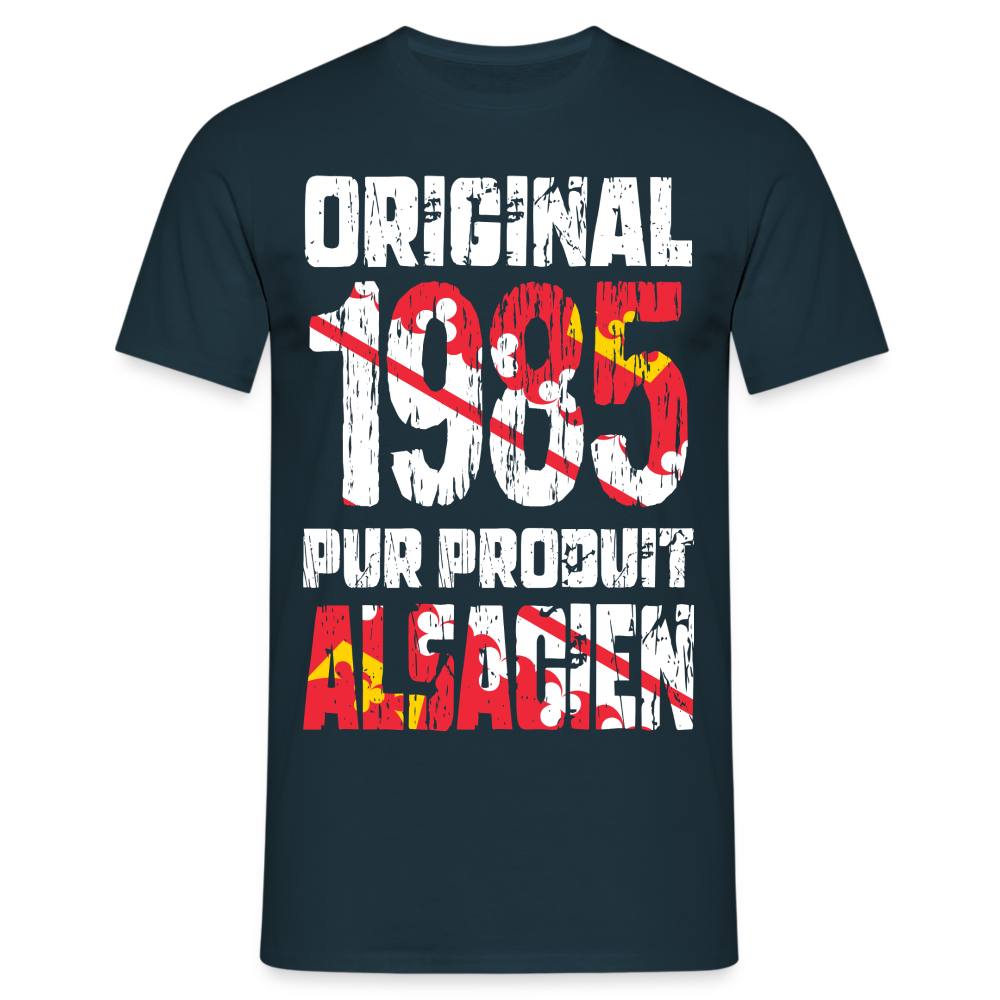 T-shirt Homme - Anniversaire 40 Ans - Original 1985 - Pur produit Alsacien - marine