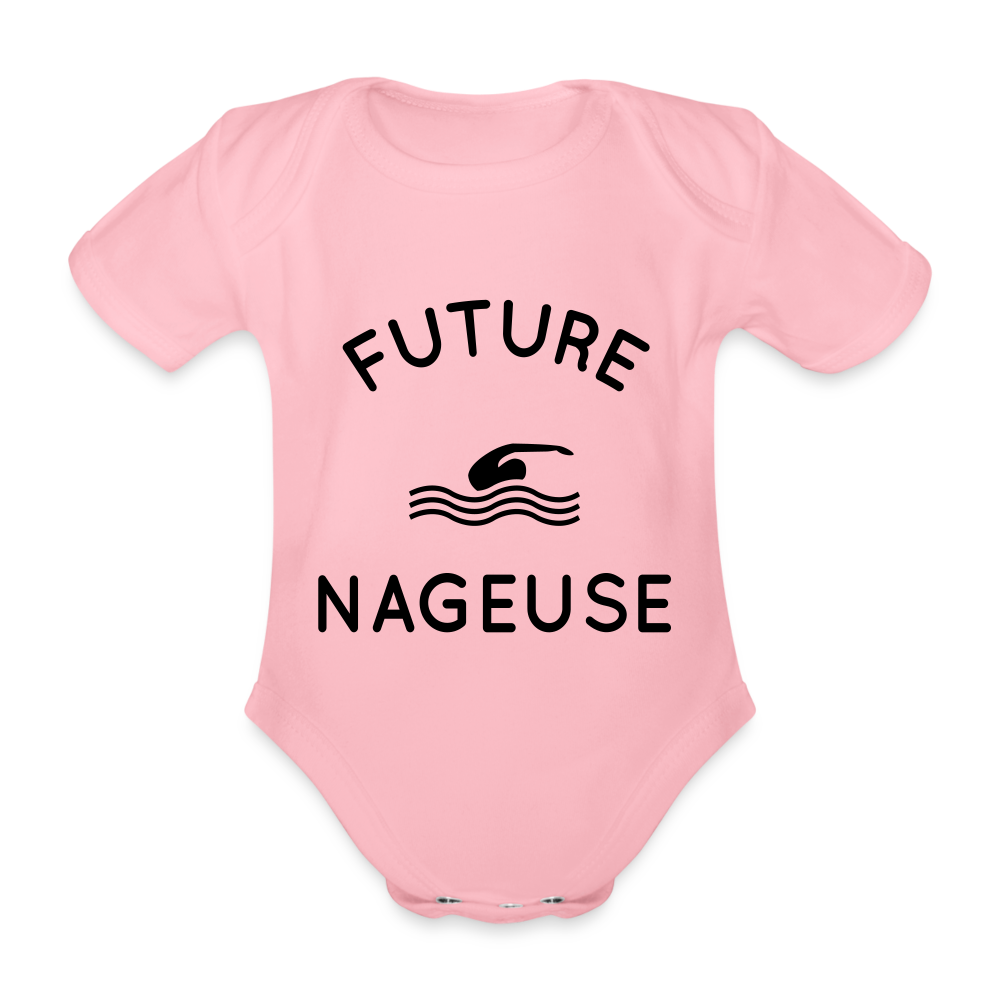 Body Bébé bio manches courtes - Future nageuse - rose clair