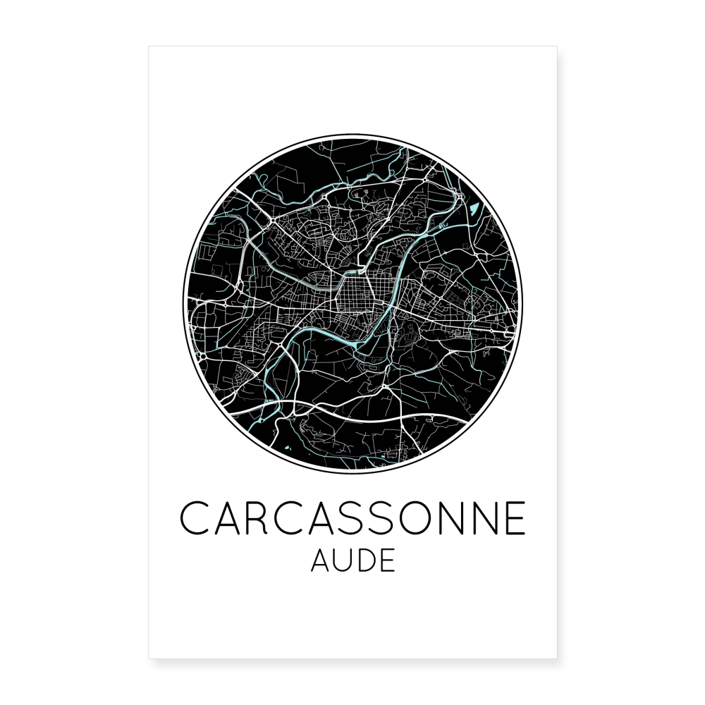 Poster Carcassonne - Plan Carcassonne - 60 x 90 cm - blanc