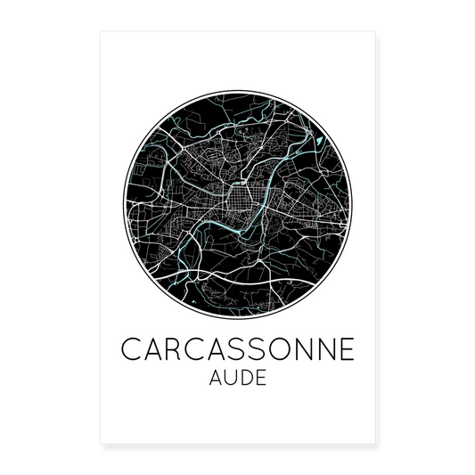 Poster Carcassonne - Plan Carcassonne - 60 x 90 cm - blanc