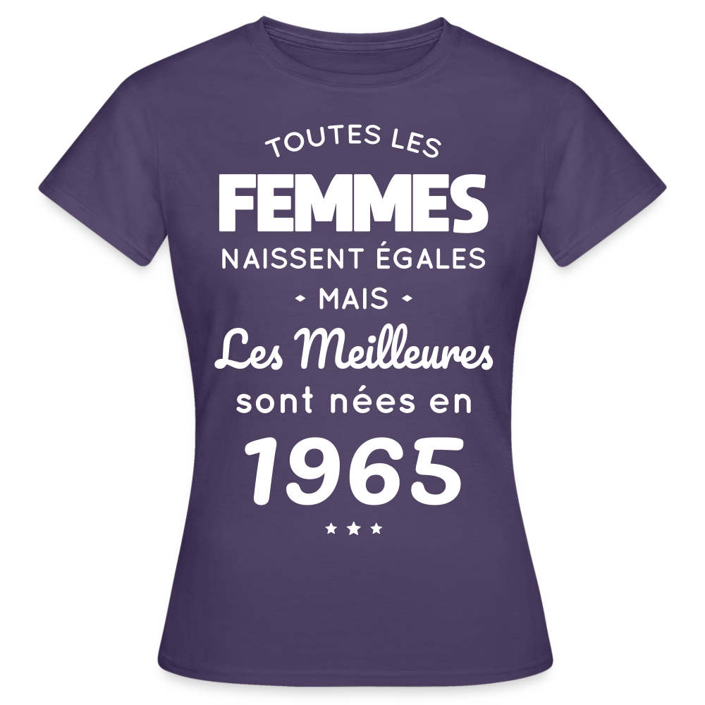 T-shirt Femme - Anniversaire 60 Ans - Les meilleures sont nées en 1965 - violet foncé