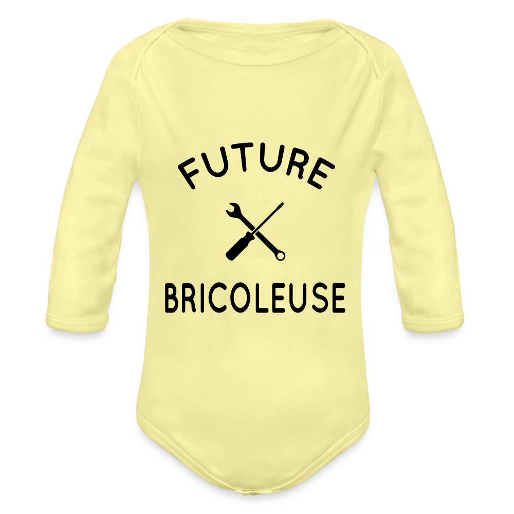 Body Bébé bio manches longues - Future bricoleuse - jaune délavé