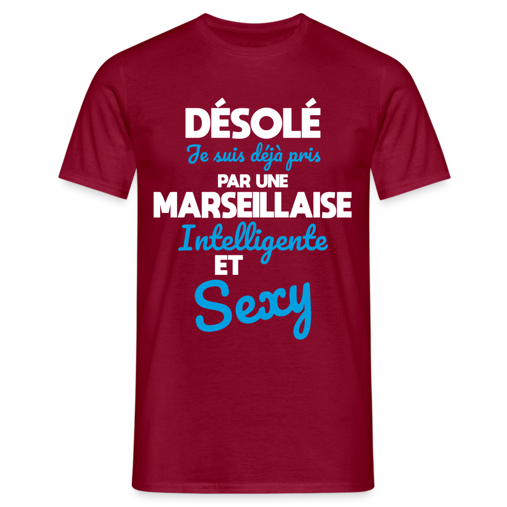 T-shirt Homme -  Je suis déjà pris par une Marseillaise intelligente et sexy - rouge brique