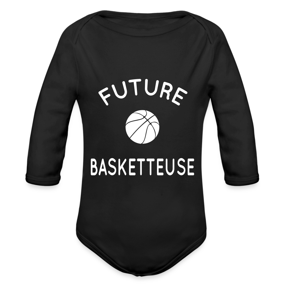 Body Bébé bio manches longues - Future basketteuse - noir