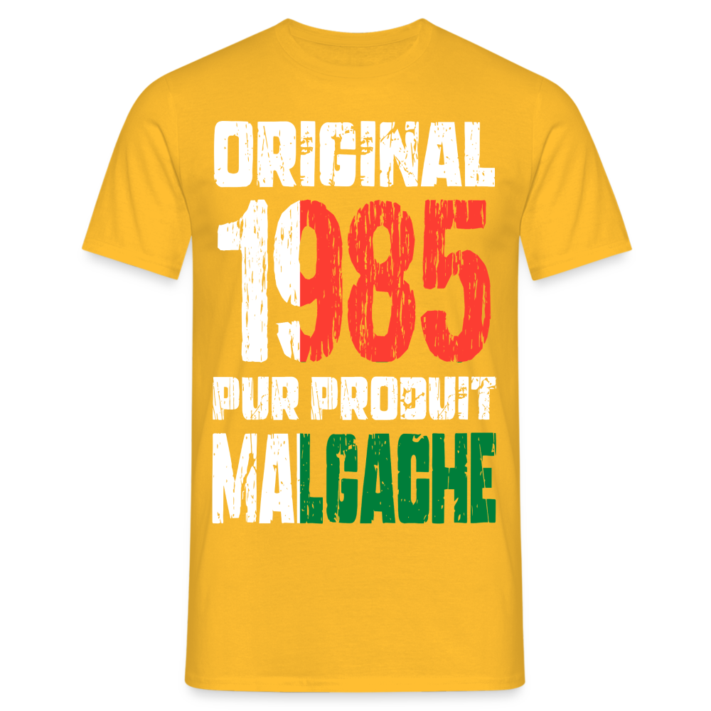 T-shirt Homme - Anniversaire 40 Ans - Original 1985 - Pur produit Malgache - jaune