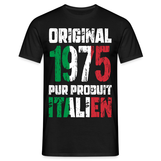 T-shirt Homme - Anniversaire 50 Ans - Original 1975 - Pur produit Italien - noir