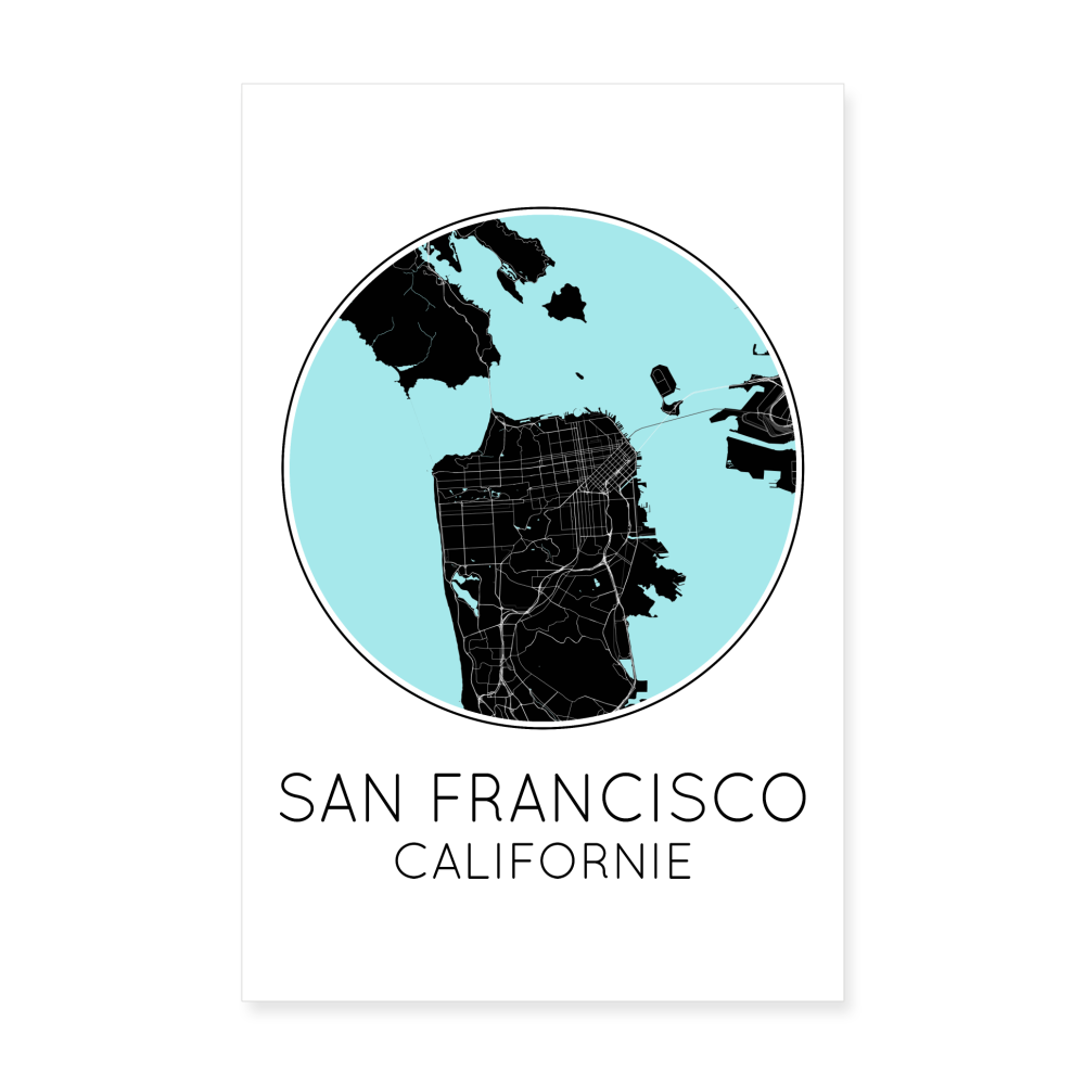 Poster San Francisco - Plan San Francisco - 20 x 30 cm - blanc