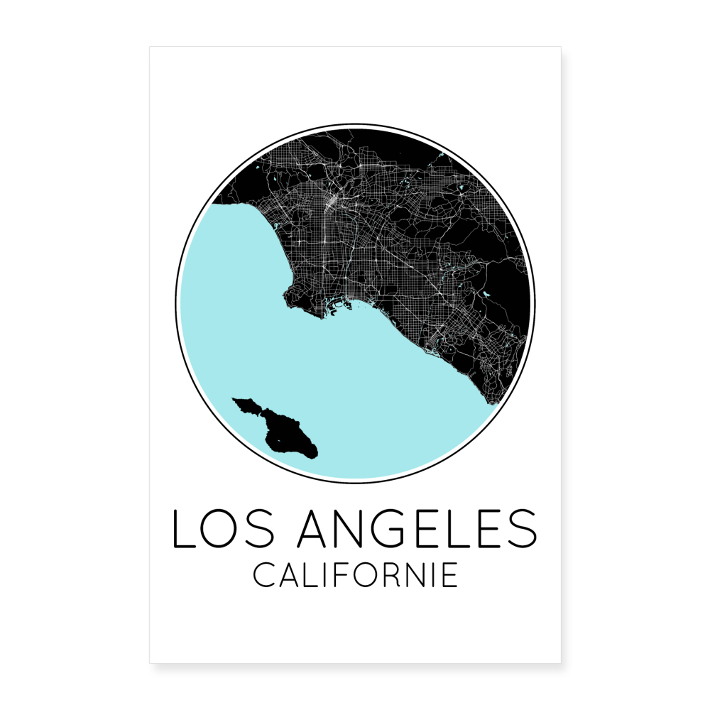 Poster Los Angeles - Plan Los Angeles - 40 x 60 cm - blanc