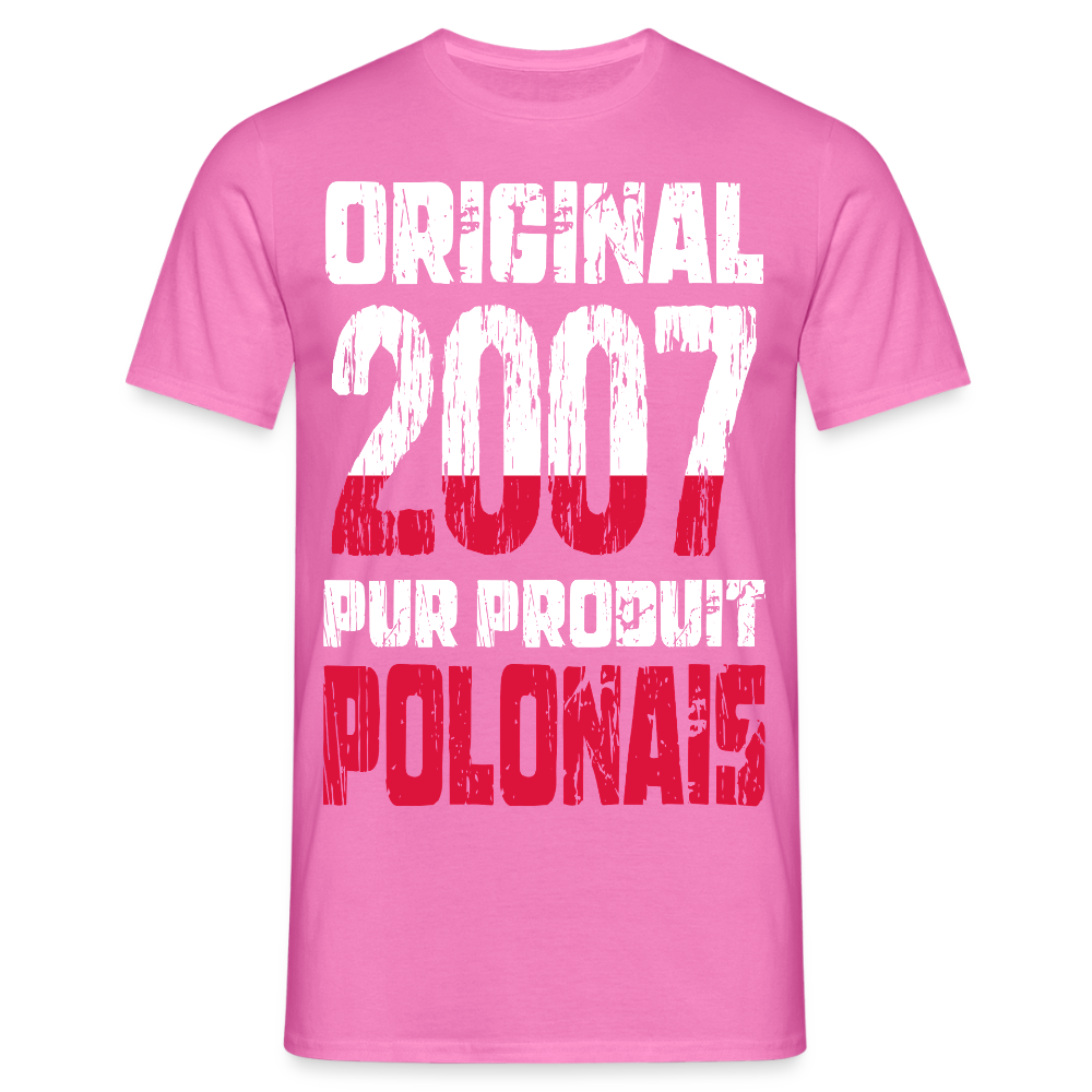 T-shirt Homme - Anniversaire 18 Ans - Original 2007 - Pur produit Polonais - rose