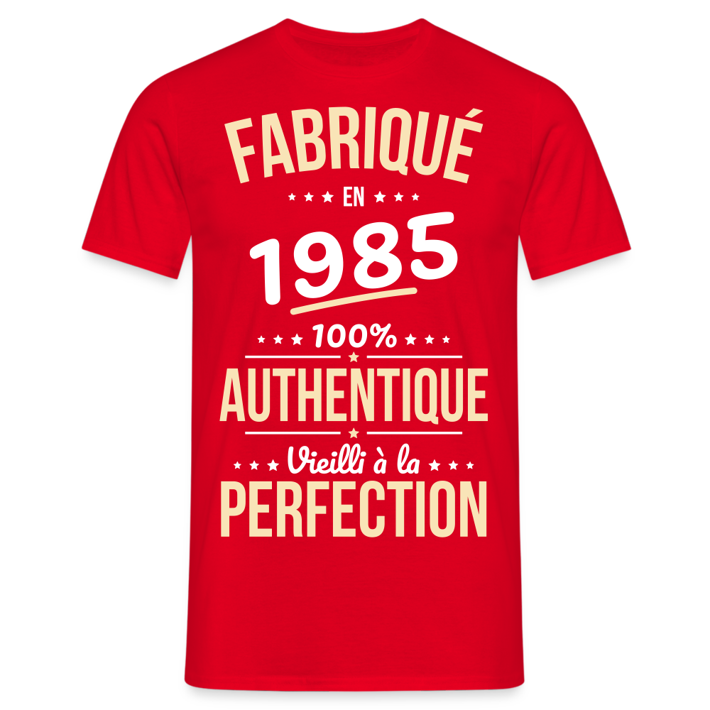 T-shirt Homme - Anniversaire 40 Ans - Fabriqué en 1985 - rouge