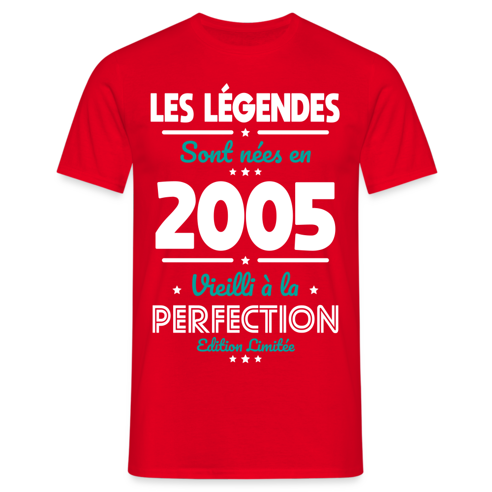 T-shirt Homme - Anniversaire 20 Ans - Les Légendes sont nées en 2005 - rouge