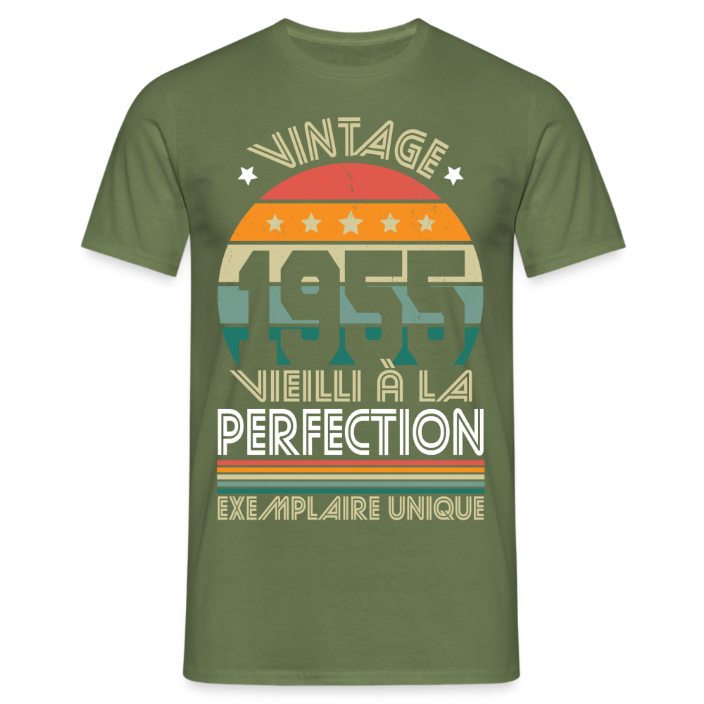 T-shirt Homme - Anniversaire 70 Ans - Vintage 1955 - vert militaire